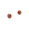 lovely wooden earrings in red color mini round