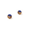 boho wooden earrings in royal blue color mini round