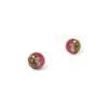 colorful wooden earrings in pink color mini round