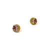 detailed wooden studs in ochre color mini round