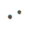 handmade wooden earrings in turquoise color mini round