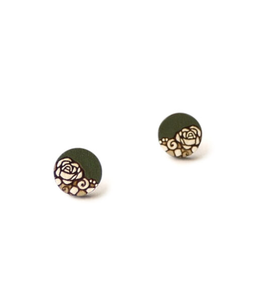 vintage wooden studs in green color mini round