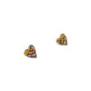 handcrafted wooden heart earrings in ochre color