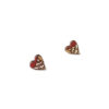 unique wooden heart earrings in dark red color