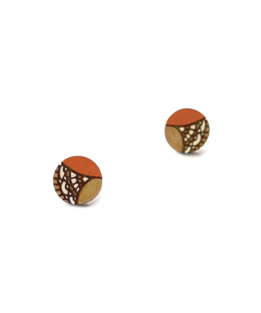 geometric wooden earrings mini round