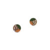 green copper wooden earrings mini round