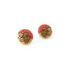 detailed wooden earrings in coral color large