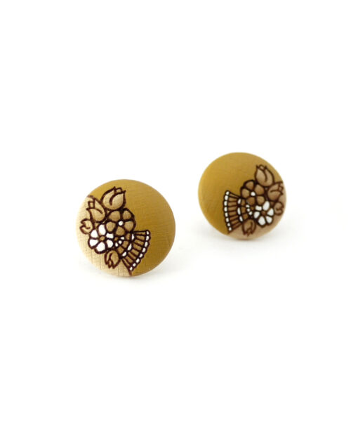 handmade wooden earrings in ochre color large