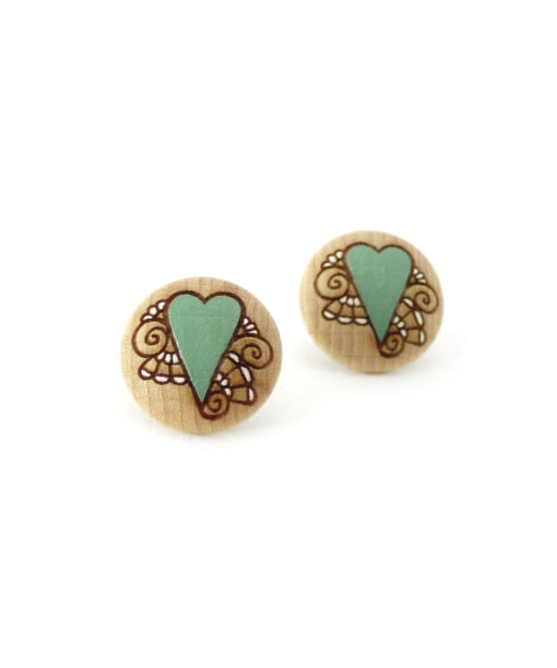 lightweight wooden earrings in mint color large