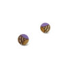 light purple wooden earrings mini round