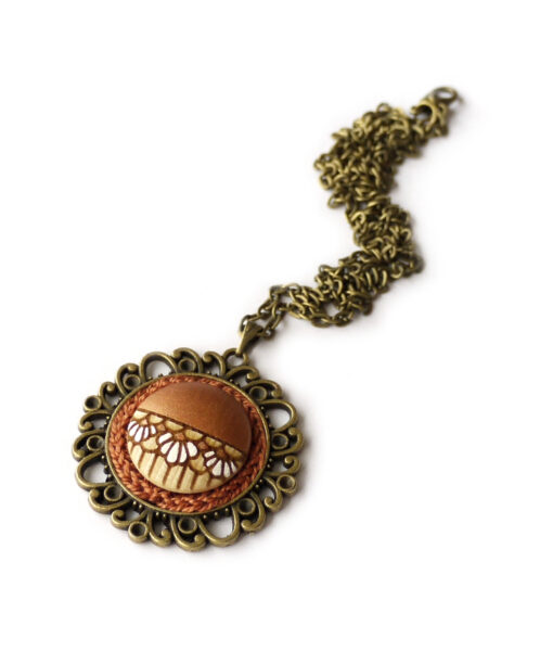 medium copper wooden necklace