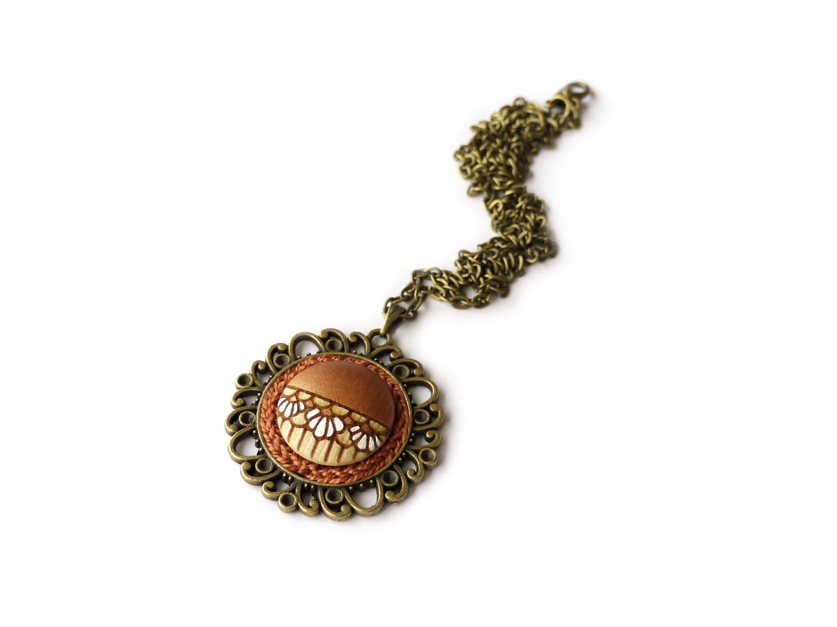 medium copper wooden necklace