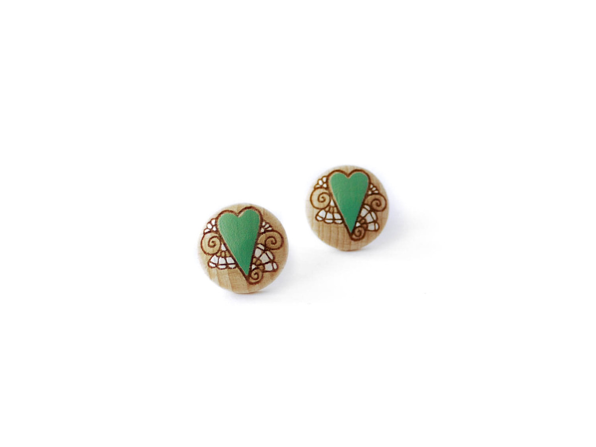 medium mint wooden earrings