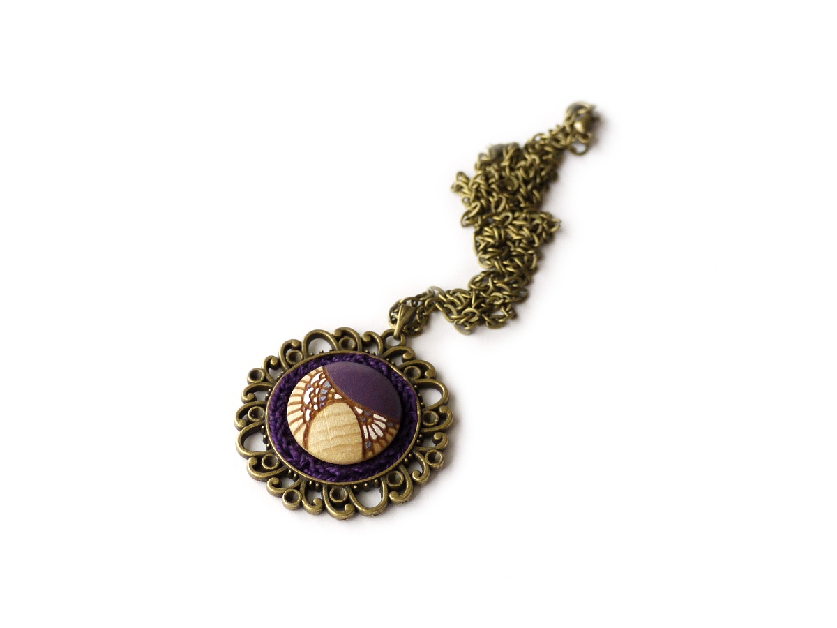 medium purple wooden necklace