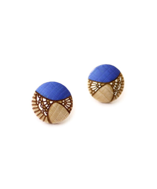 medium royal blue wooden earrings