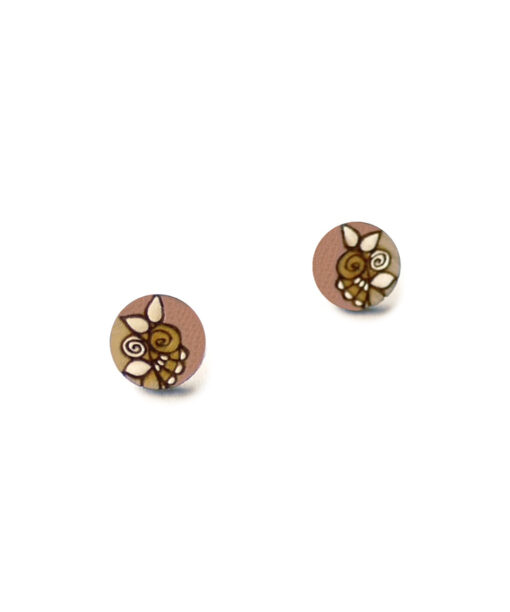 romantic wooden earrings mini round