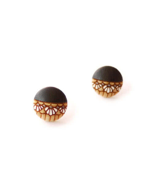 small black wooden earrings