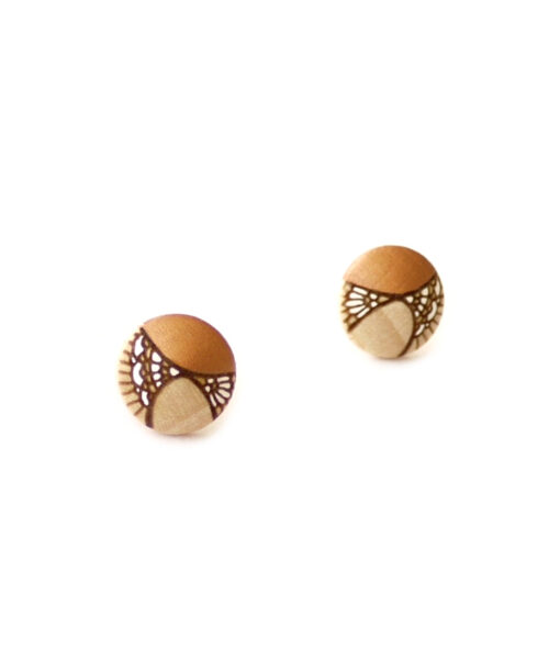small copper wooden earrings