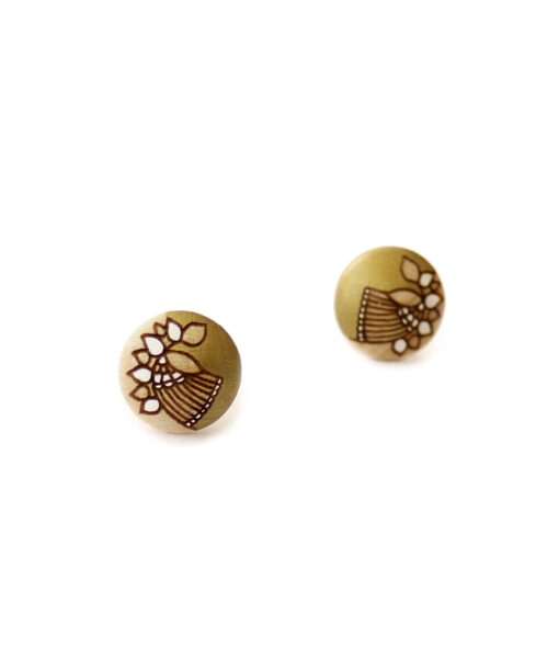 small gold wooden earrings