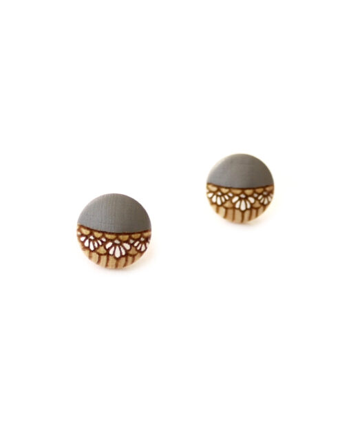 small grey wooden earrings