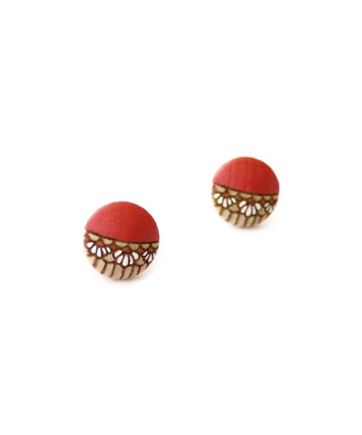 small red wooden earrings