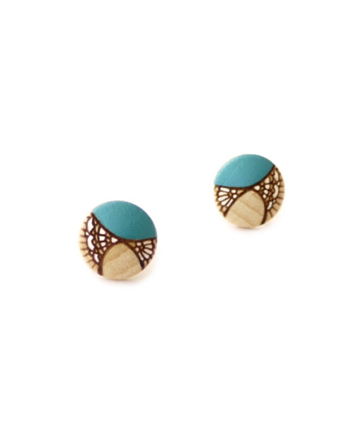 small turquoise wooden earrings
