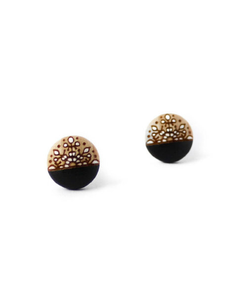 unique wooden earrings in black color small