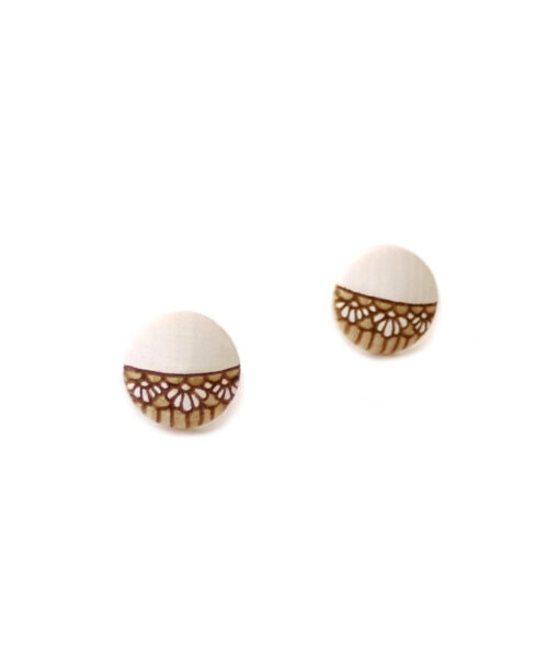 small white wooden earrings