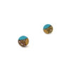 turquoise wooden earrings mini round
