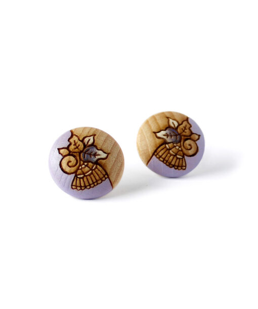 lovely wooden earrings in purple color large