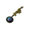 small purple night sky wooden necklace