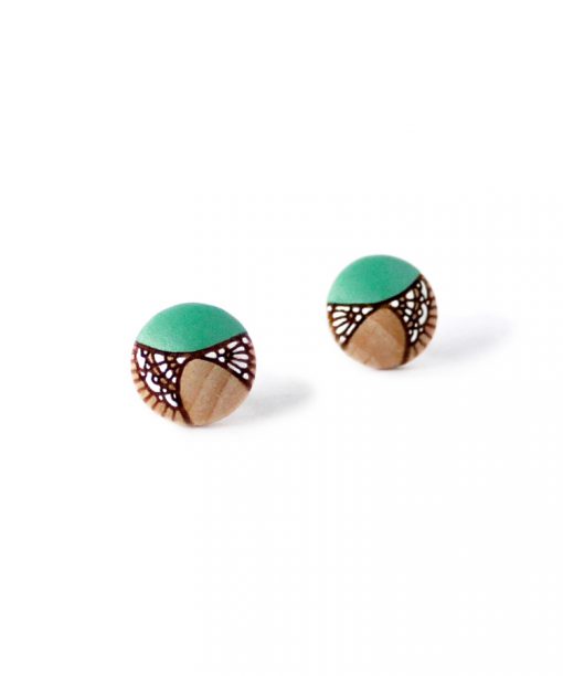 small wooden studs in mint color