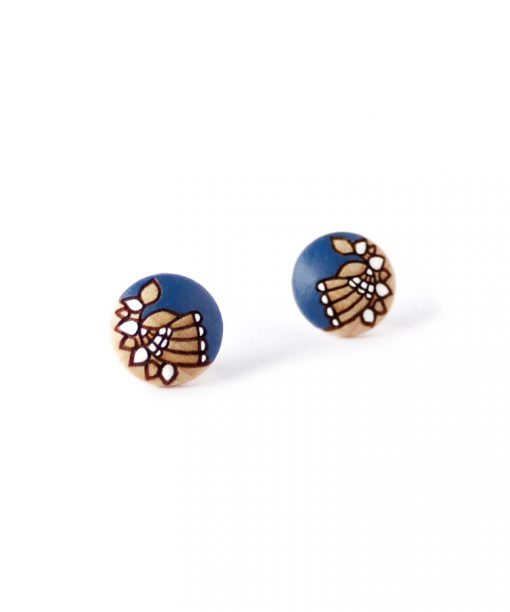 small wooden studs in navy blue color