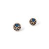 blue lace wooden earrings