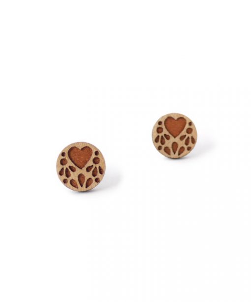 copper lace wooden earrings