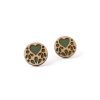 medium green lace wooden earrings